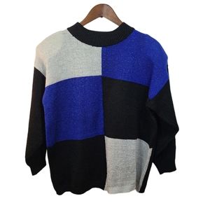 Vintage Shenanigans Color Block Metallic Sweater Medium